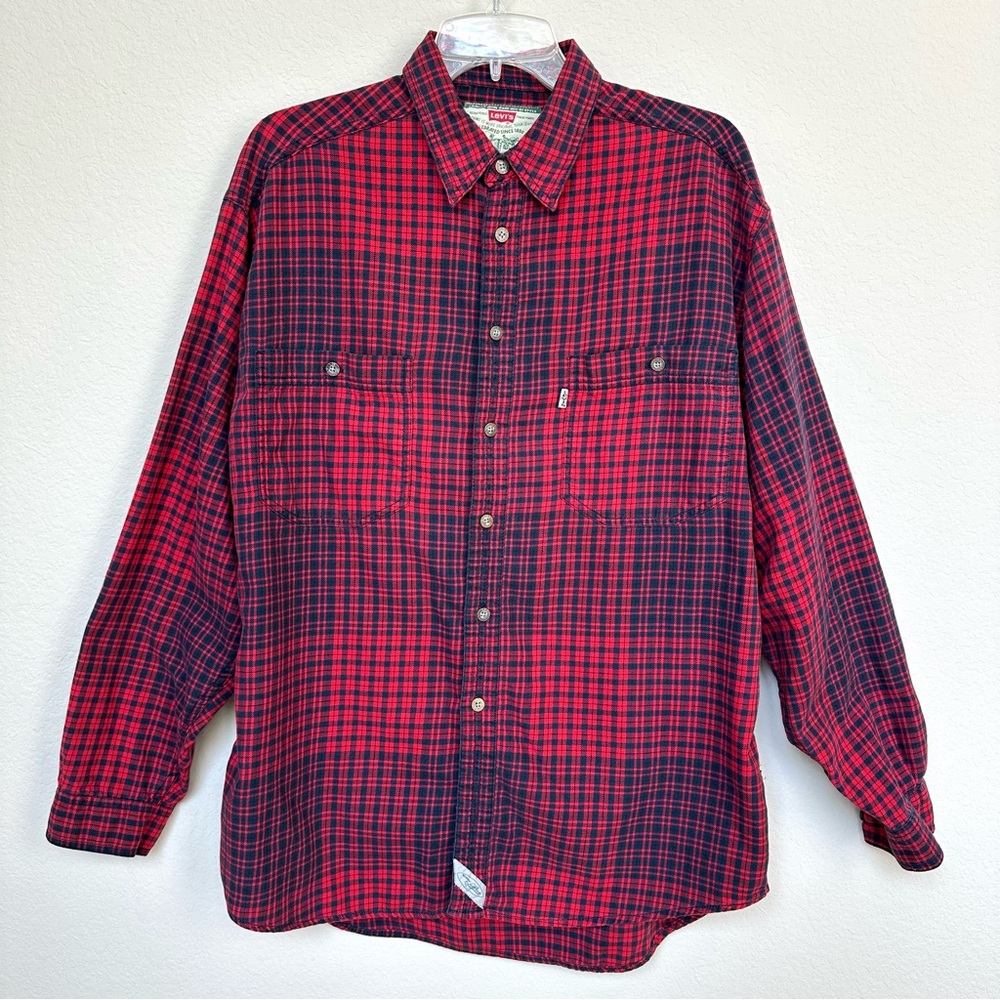 Vintage Levi’s Red Plaid Flannel 90s Y2K L